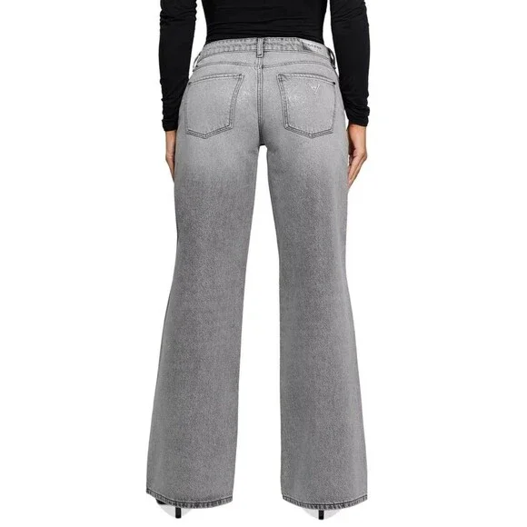 Guess Women's Mid-Rise Sexy Palazzo Shimmer Gray Jeans 25W x 30L - NEW - Picture 2 of 12
